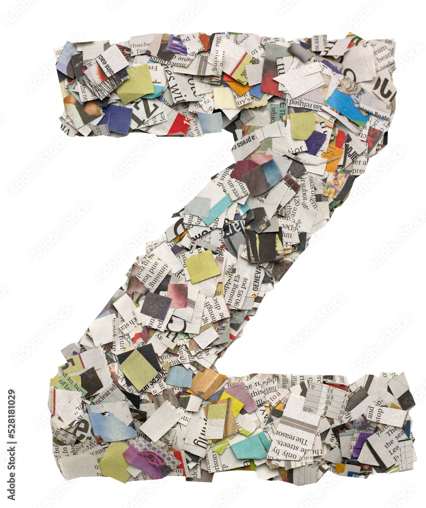 Naklejka premium newspaper confetti Capital letter Z PNG 