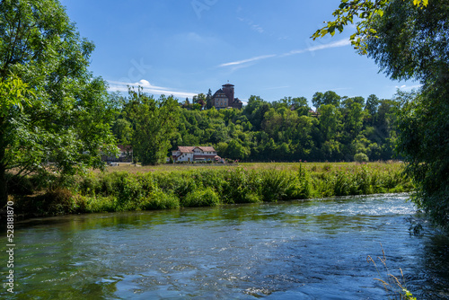 View to the german village called Trendelburg with castle with river Diemel photo