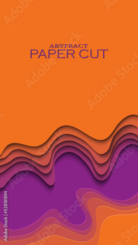 Fototapeta Naklejka Na Ścianę i Meble -  Vector banner in the style of cut paper. 3D abstract background with orange cut lines. Futuristic relief. Modern background for branding, covers, presentations, posters, covers.