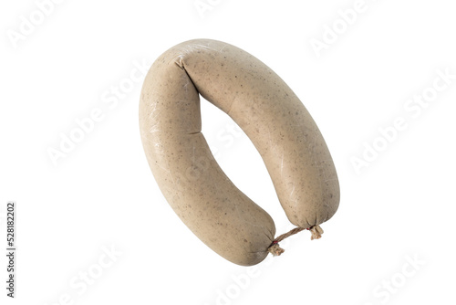 Whole liver sausage package isolated on white background.