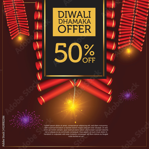 diwali sale special offer concept with hanging crackers