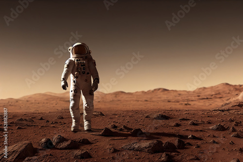 3d illustration of astronaut at the spacewalk on the mars