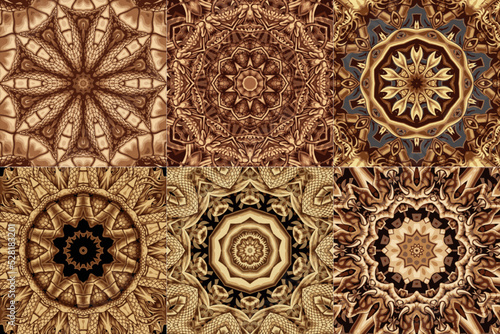 Set of psychedelic mandala ornament background