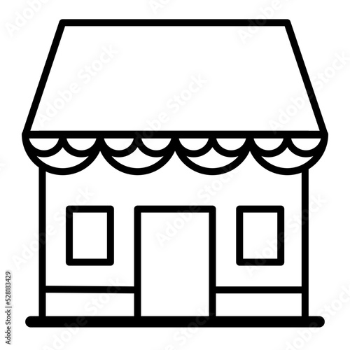 Shop or outlet icon in the form of a black line on a white background.