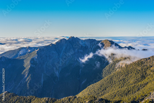 Landscape View Of Yushan Mountains On The Trail To Mt. Jade East Peak, Yushan National  Park, Chiayi, Taiwan photo