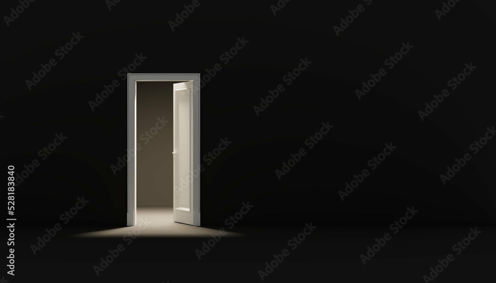 Open white door to the room. 3d render