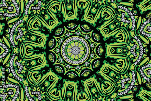 Fototapeta Naklejka Na Ścianę i Meble -  Green pattern vector seamless mandala art illustration