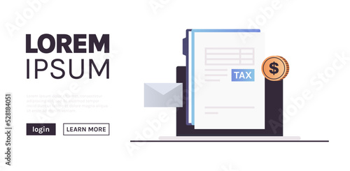 Calculating invoice for tax declaration and income tax return, business invoices concept flat vector illustration.