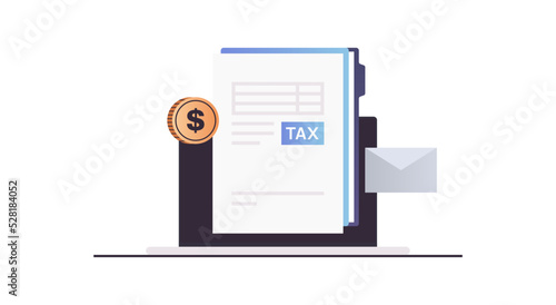 Calculating invoice for tax declaration and income tax return, business invoices concept flat vector illustration.