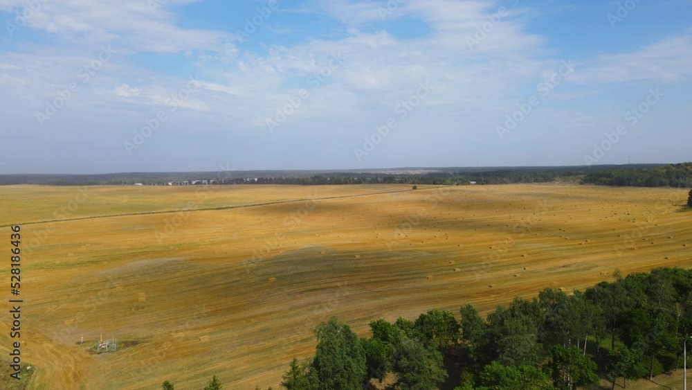 Top View. Autumn Field With Haystacks Top View. Autumn Field With Haystacks