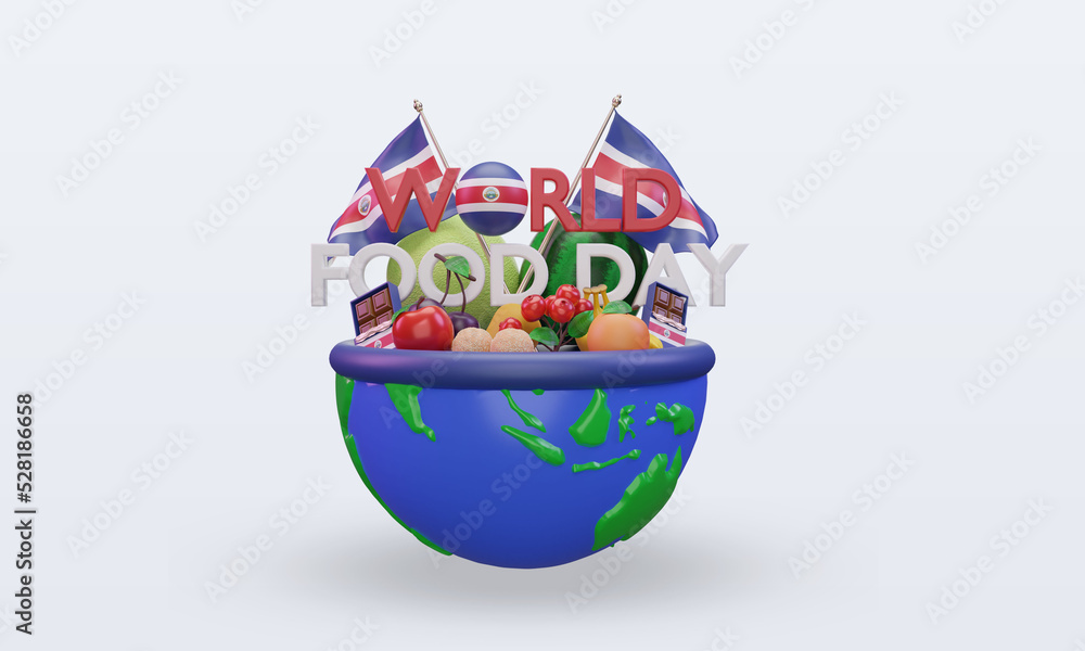 3d World Food Day Costa Rica rendering front view