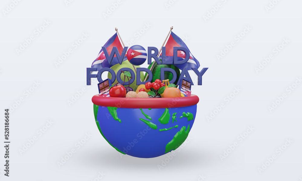 3d World Food Day Cuba rendering front view