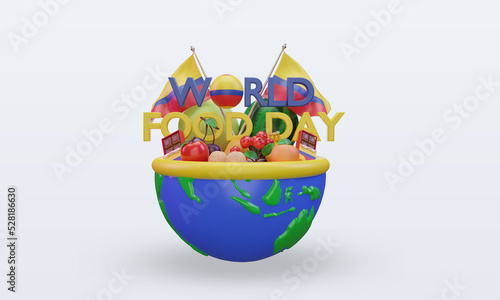 3d World Food Day Colombia rendering front view