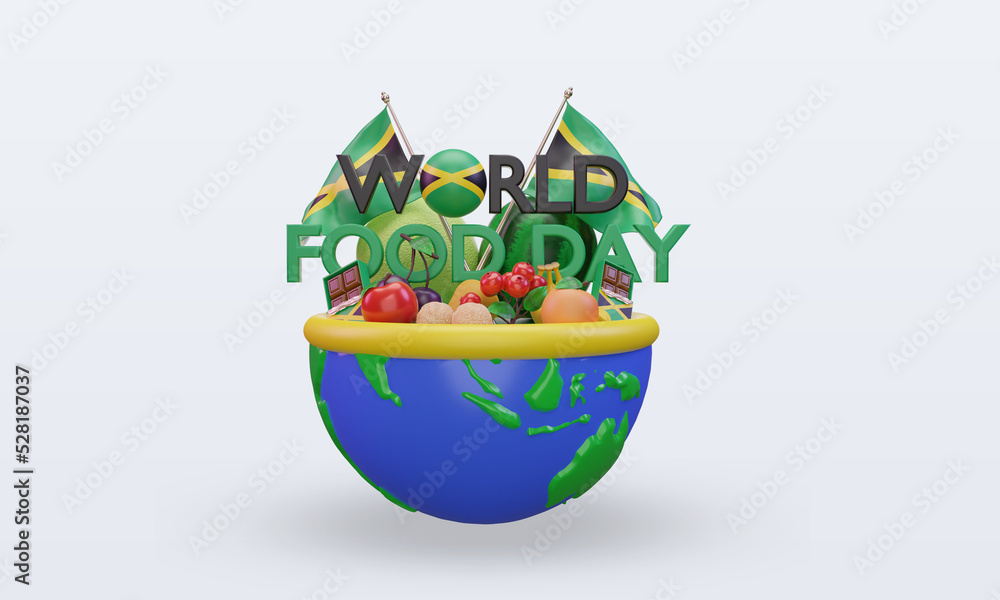 3d World Food Day Jamaica rendering front view