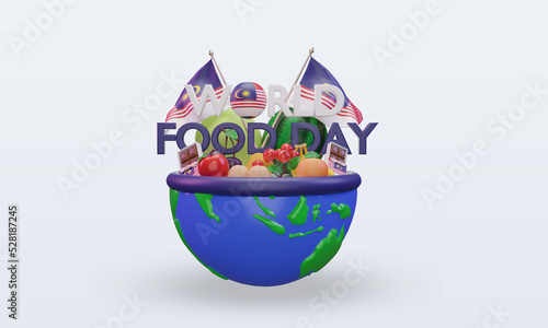 3d World Food Day Malaysia rendering front view