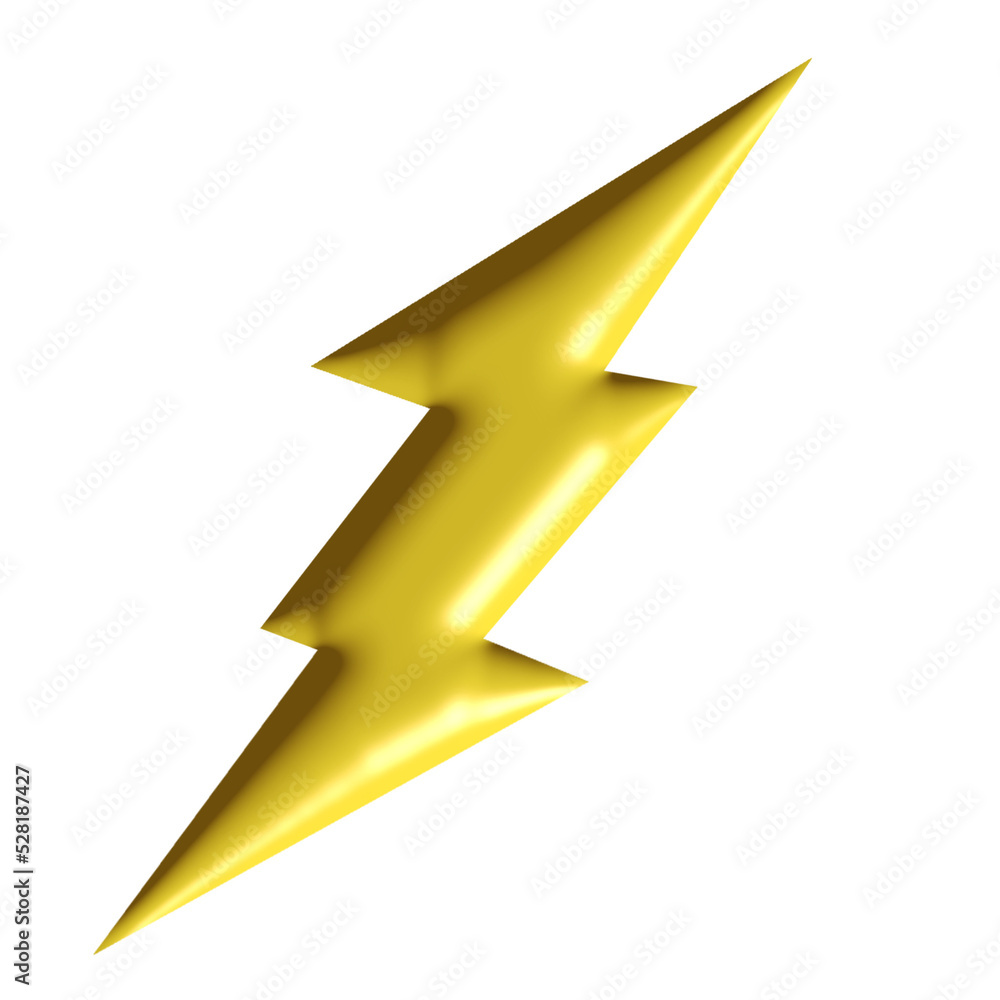 Golden lightning icon 3d illustration isolated on transparent background Golden lightning icon 3d illustration isolated on transparent background