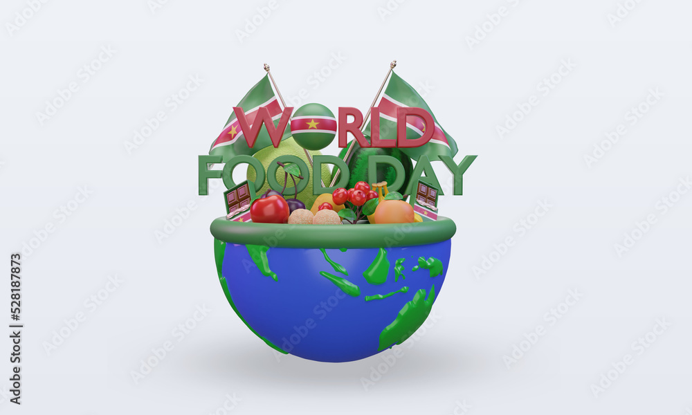 3d World Food Day Suriname rendering front view