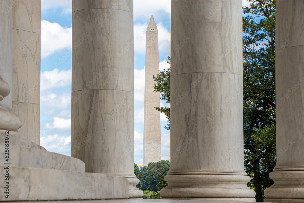 Washington Monument, as seen between pillars of the Jefferson Memorial - Washington, DC (United States of America)
