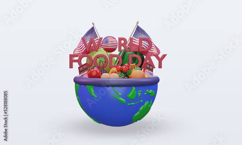 3d World Food Day America rendering front view