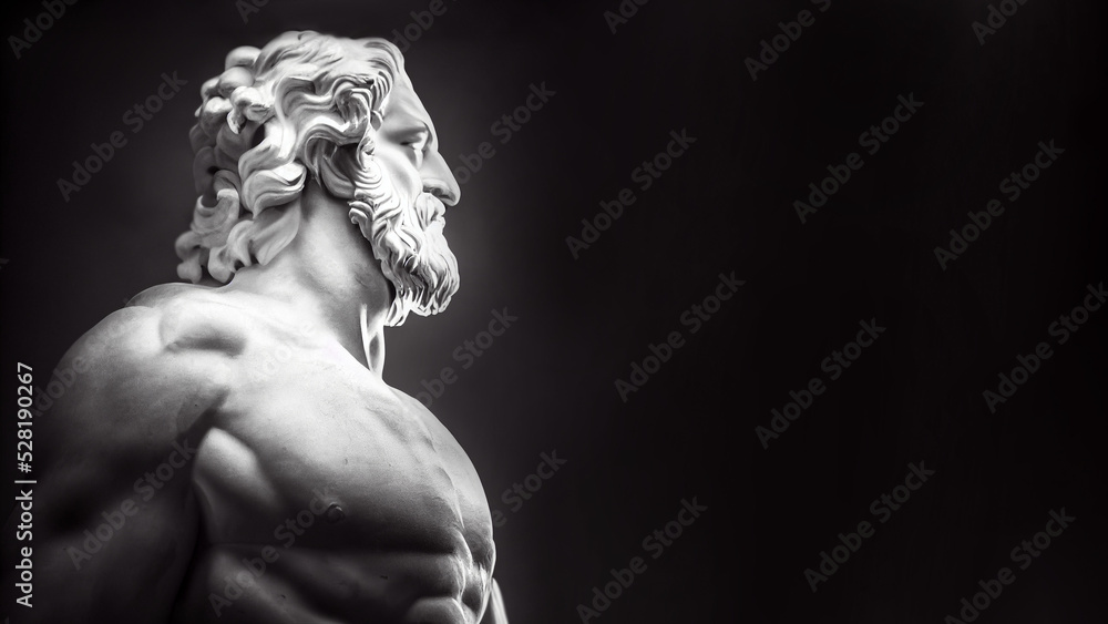 Illustration of a Renaissance marble statue of Zeus, king of the gods ...