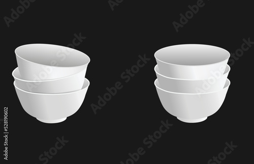 Stack of white bowls on each other vector