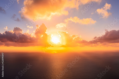 Beutiful sunset or sunrise over the sea. Panorama web banner or print. Vacation holiday concept background wallpaper © Yaroslav