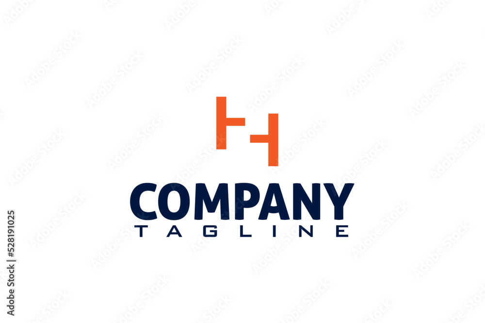 a ladder growth concept logo design with the letter h split in the middle