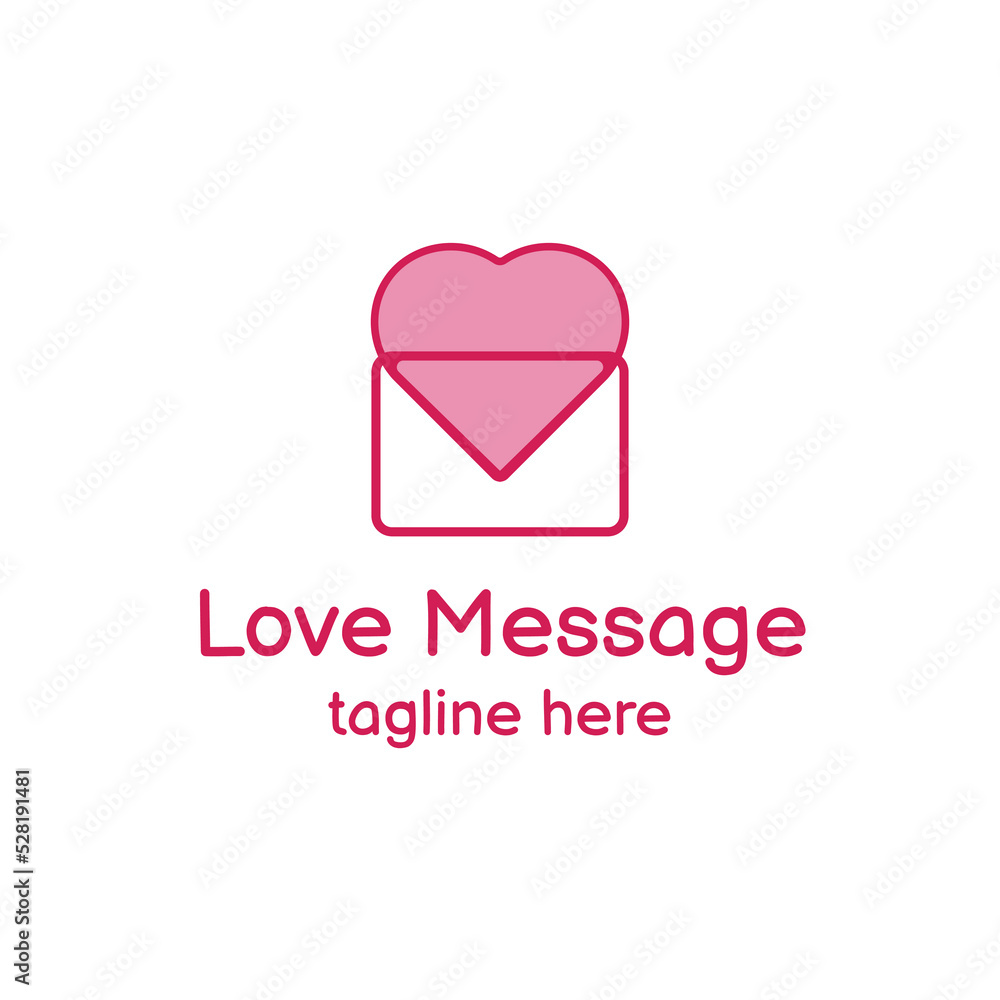 love letter minimalist logo, simple logo with heart and letter symbols