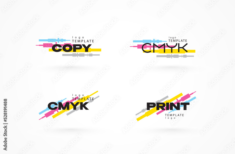 Set logo print theme cmyk polygraphy design Set logo print theme cmyk polygraphy design