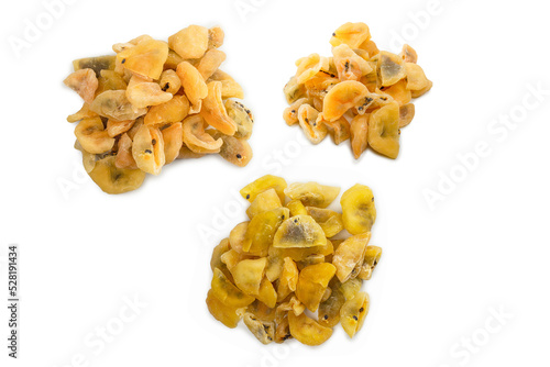 Dried passion fruit isolated on a white background.