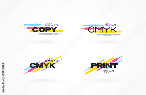 Set logo print theme cmyk polygraphy design