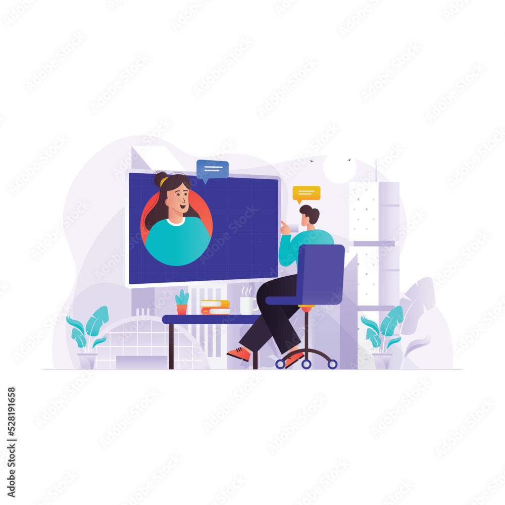 Business People Doing Online Meeting Illustration Concept