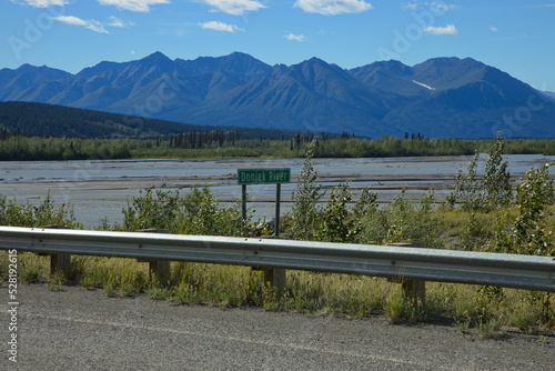 View of Donjek River from Alaska Highway in Yukon,Canada,North America 