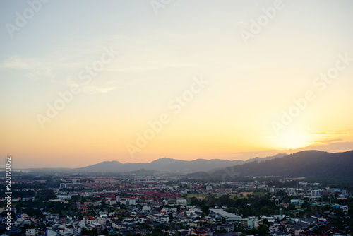 Aerial view of Phuket Town in Thailand.