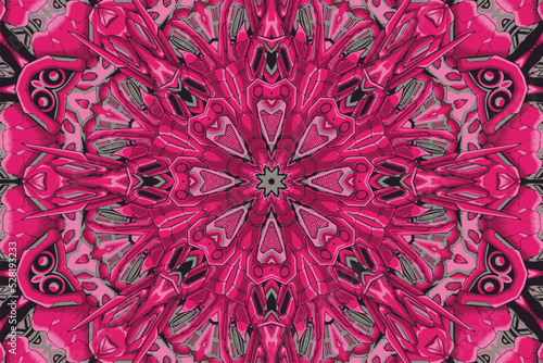 Unique rare and colorful psychedelic surreal Mandala