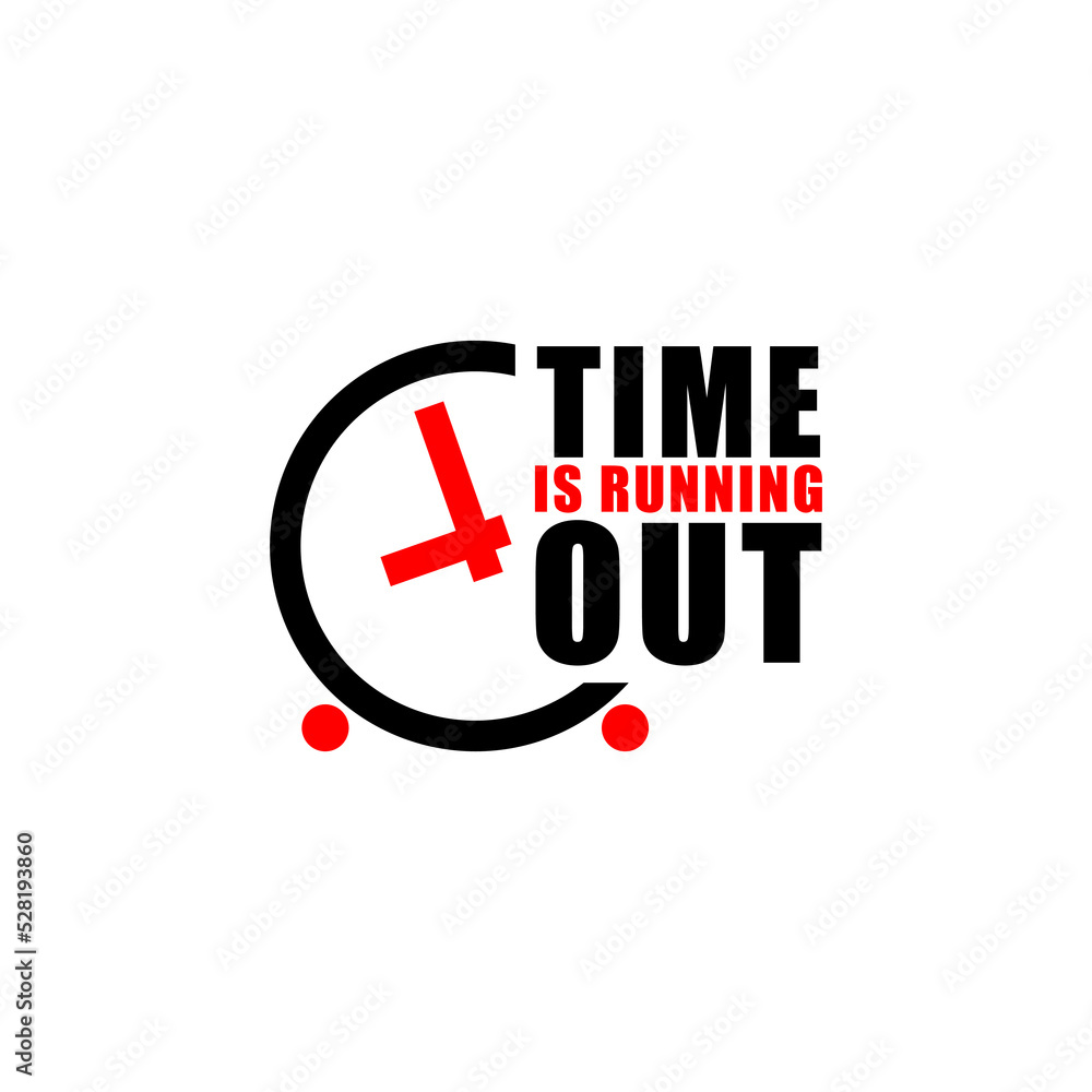 Time is running text icon isolated on white background Time is running text icon isolated on white background