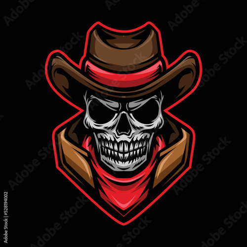 Skull Cowboy Head Mascot Illustration