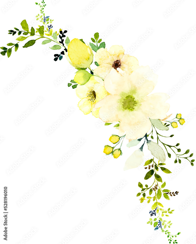 Watercolor Yellow Flowers Bouquet