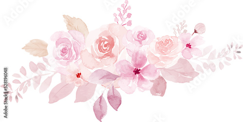 Pink Rose Watercolor Bouquet