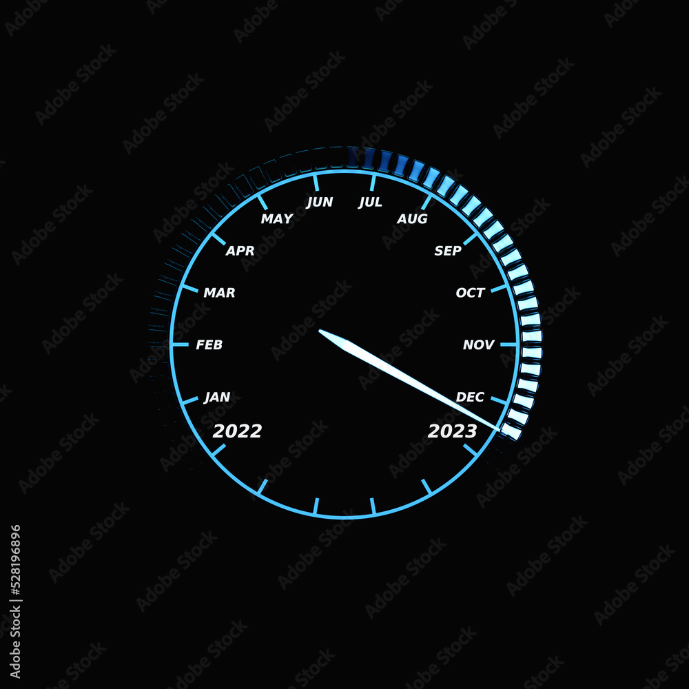 Year 2023 calendar speedometer car in illustration.The concept of the new year and Christmas in the automotive field. Counting months, time until the new year. Year 2023 calendar speedometer car in illustration.The concept of the new year and Christmas in the automotive field. Counting months, time until the new year.