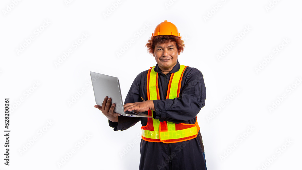 Male construction worker, wearing a helmet, wearing reflective protective clothing, holding parcel boxes, holding cash, holding a laptop, showing various emotions and gestures, Labor Day. Male construction worker, wearing a helmet, wearing reflective protective clothing, holding parcel boxes, holding cash, holding a laptop, showing various emotions and gestures, Labor Day.