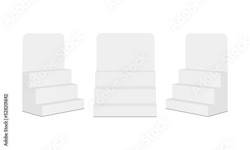 Cardboard Countertop Display Stands With Shelves for Promo, Isolated on White Background. Vector illustration