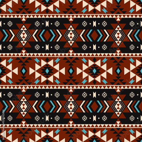 Ethnic geometric pattern. Vector southwest aztec geometric shape vintage patchwork seamless pattern background. Use for fabric, textile, ethnic interior decoration elements, upholstery, wrapping.