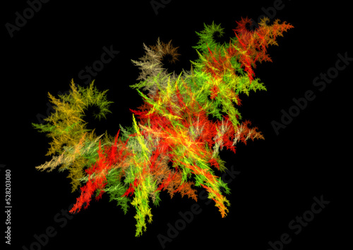 Red and green fractal in the form of Frost patterns