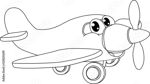 A cartoon aeroplane or airplane plane character mascot coloring book illustration