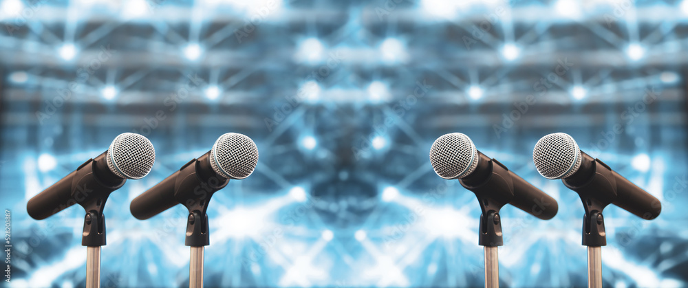 Microphones Public speaking background, Close up microphone on stand for  speaker speech presentation stage performance or press conference  backgrounds. Stock Photo | Adobe Stock