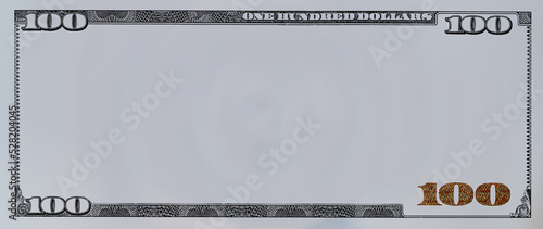 U.S. 100 dollar border with empty middle area