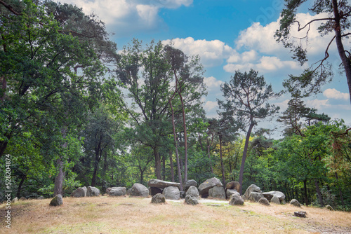 Hunebed D45 or Dolmen D45, Emmerdennen municipality of Emmen in the Dutch province of Drenthe is a Neolithic Tomb and protected historical monument in an natural environment