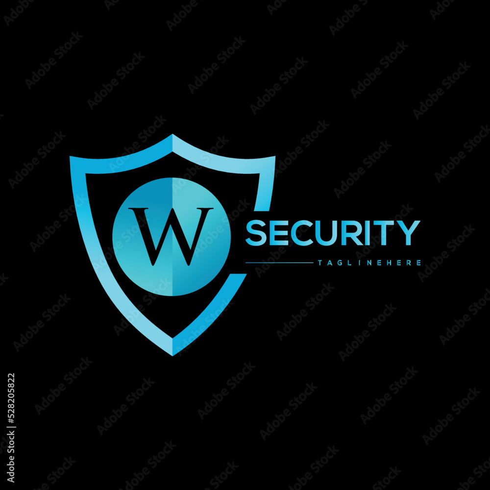 Security company logo . Abstract letter symbol of security. Shield logo. Shield circle with W letter logo Security company logo . Abstract letter symbol of security. Shield logo. Shield circle with W letter logo