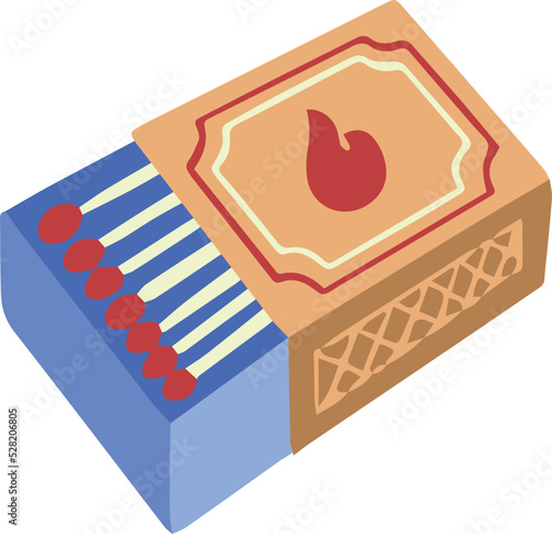Hand Drawn matchbox with matches illustration